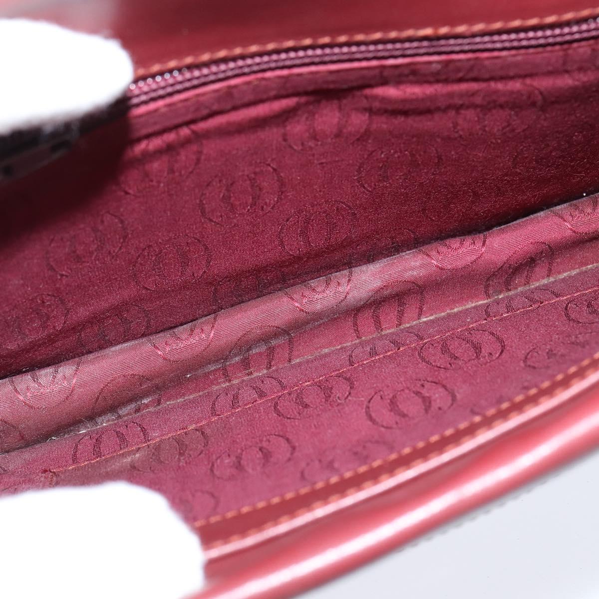 CARTIER Must Line Shoulder Bag Leather Bordeaux Gold Auth BA7352