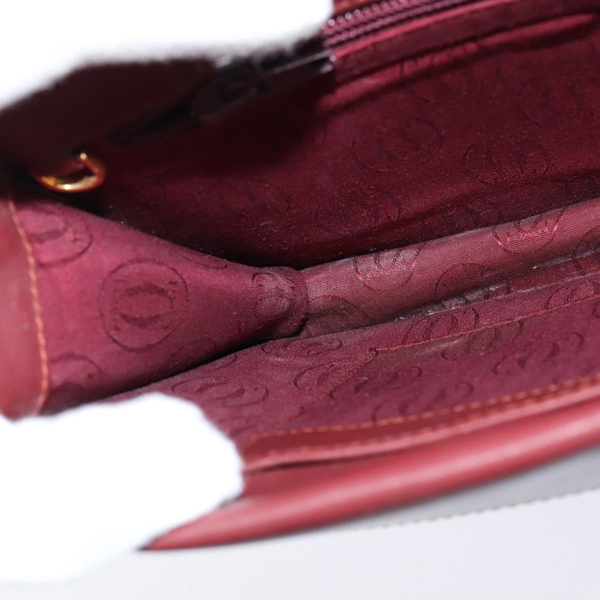 CARTIER Must Line Shoulder Bag Leather Bordeaux Gold Auth BA7352