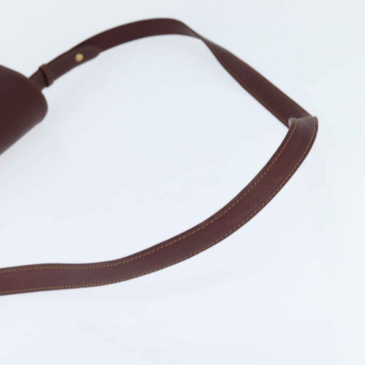 CARTIER Must Line Shoulder Bag Leather Bordeaux Gold Auth BA7352