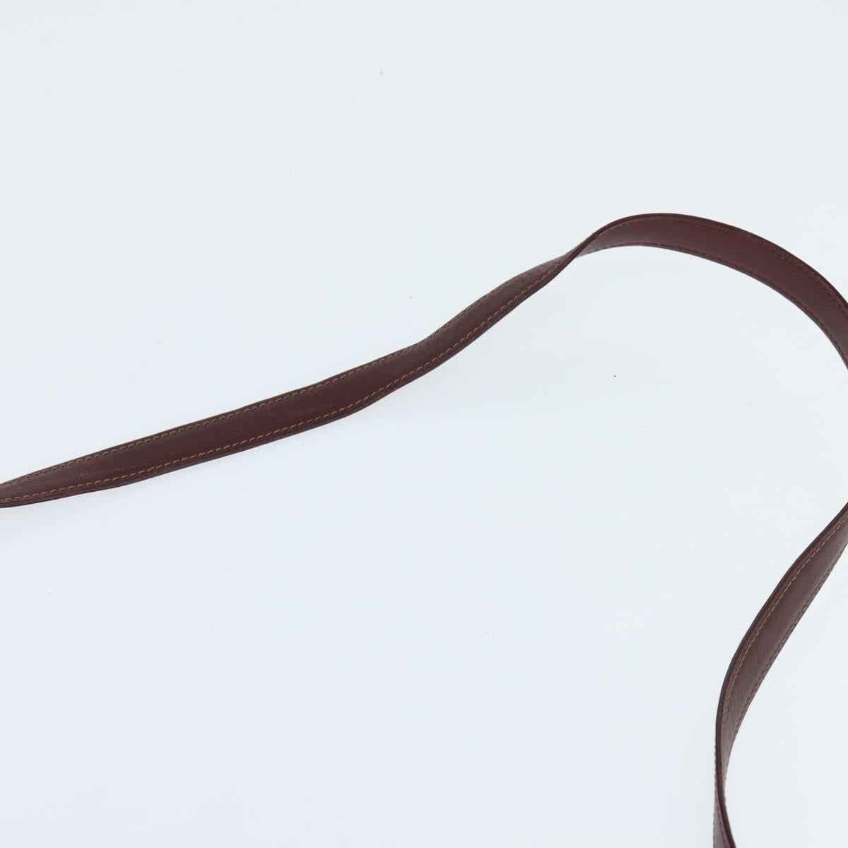 CARTIER Must Line Shoulder Bag Leather Bordeaux Gold Auth BA7352