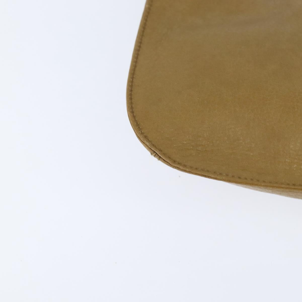 CARTIER Shoulder Bag Leather Beige Gold Auth BA7353