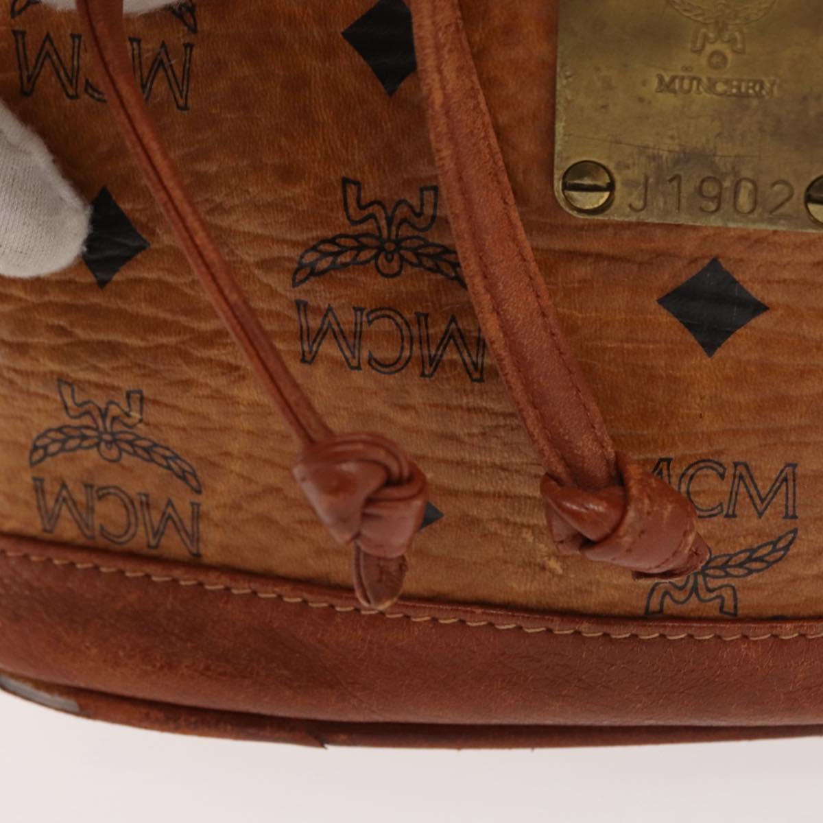 MCM Logogram Vicetos Shoulder Bag PVC Leather Brown Gold Auth BA7354