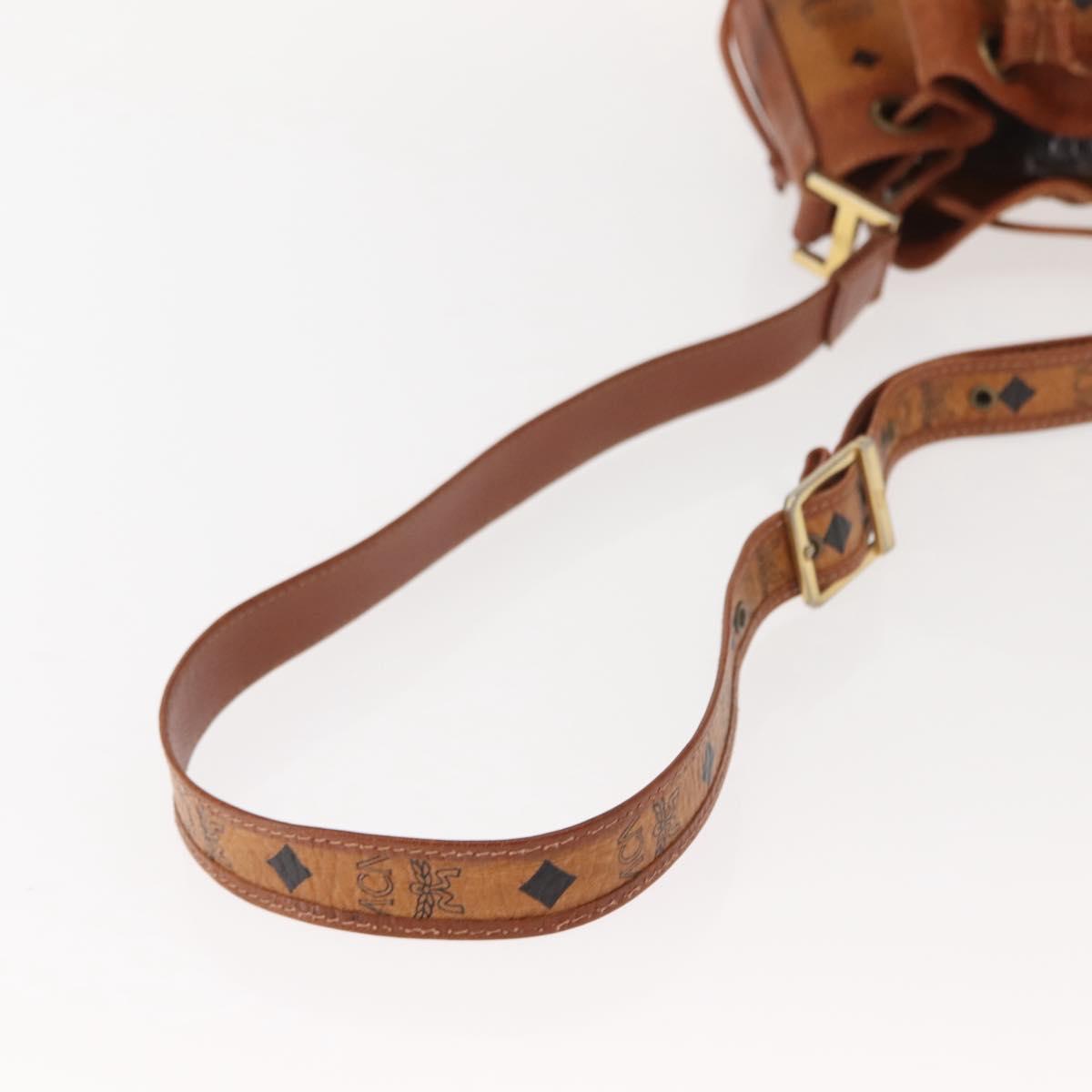 MCM Logogram Vicetos Shoulder Bag PVC Leather Brown Gold Auth BA7354