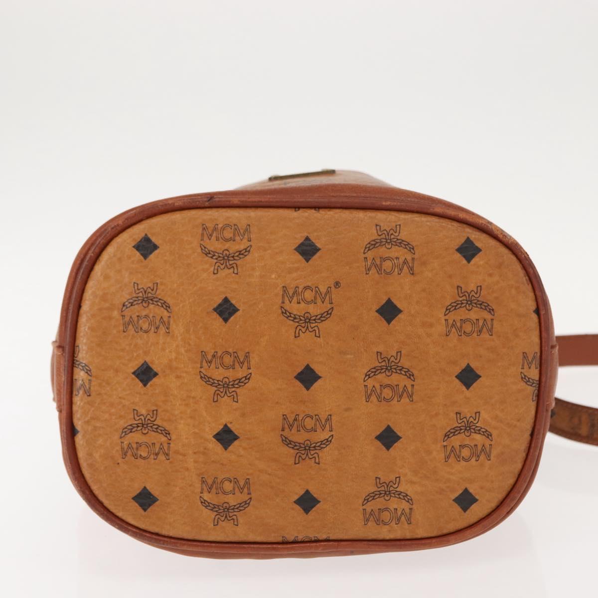 MCM Logogram Vicetos Shoulder Bag PVC Leather Brown Gold Auth BA7354