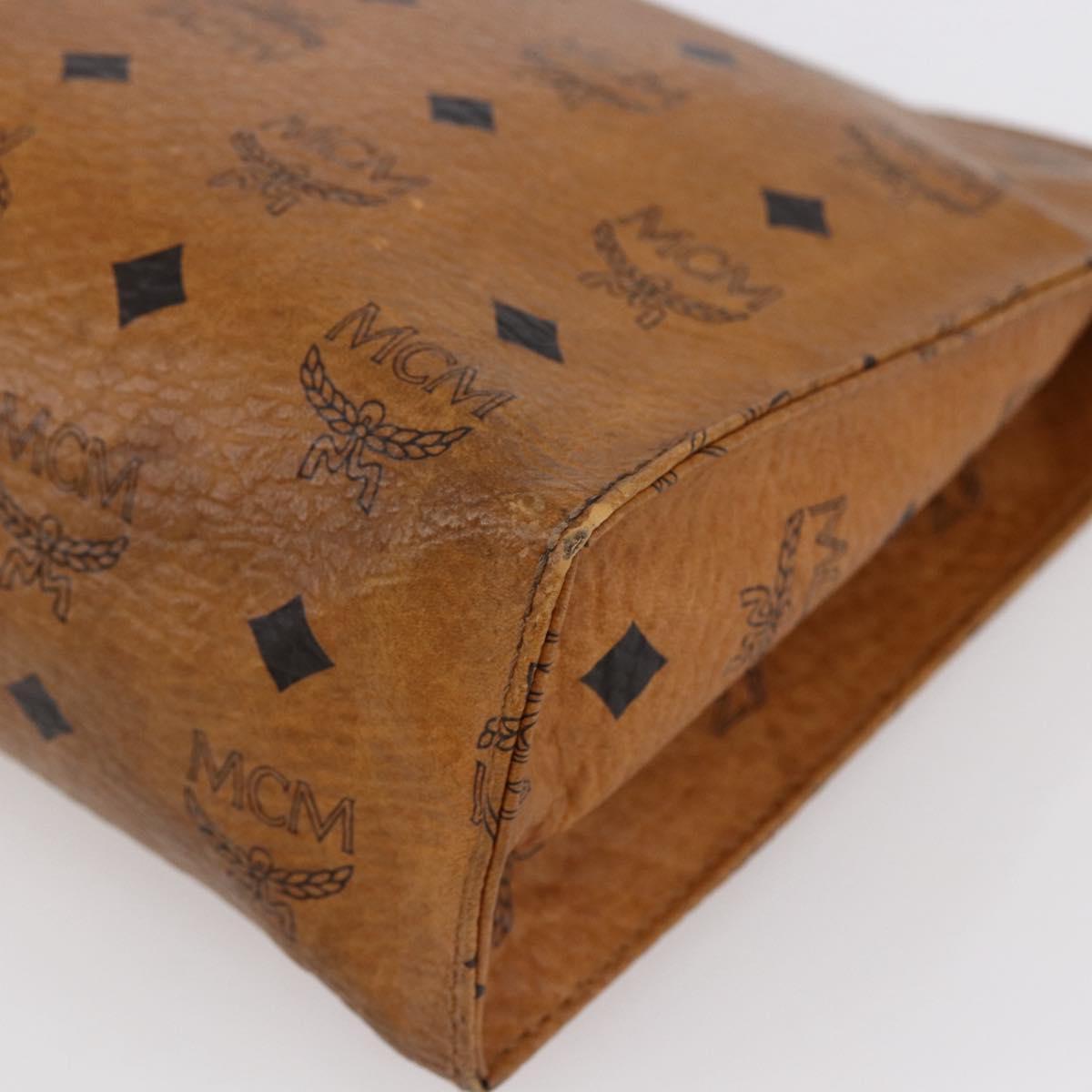 MCM Logogram Vicetos Clutch Bag PVC Leather Brown Gold Auth BA7355