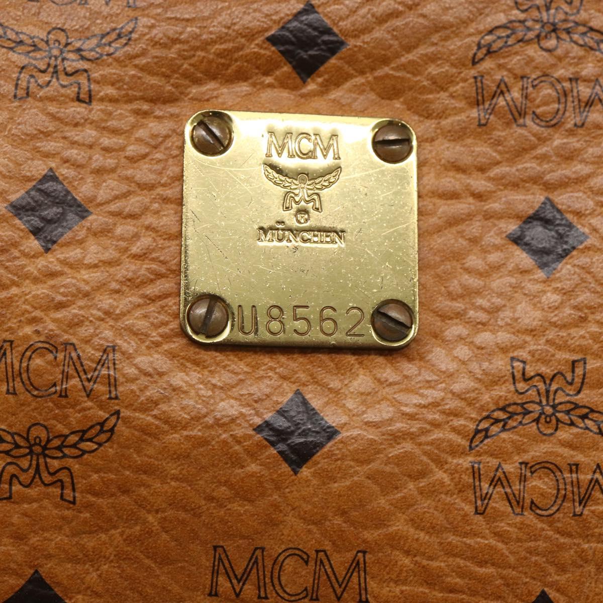 MCM Logogram Vicetos Clutch Bag PVC Leather Brown Gold Auth BA7355