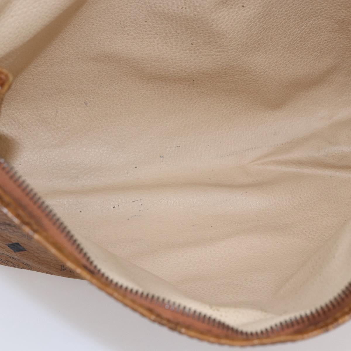 MCM Logogram Vicetos Clutch Bag PVC Leather Brown Gold Auth BA7355