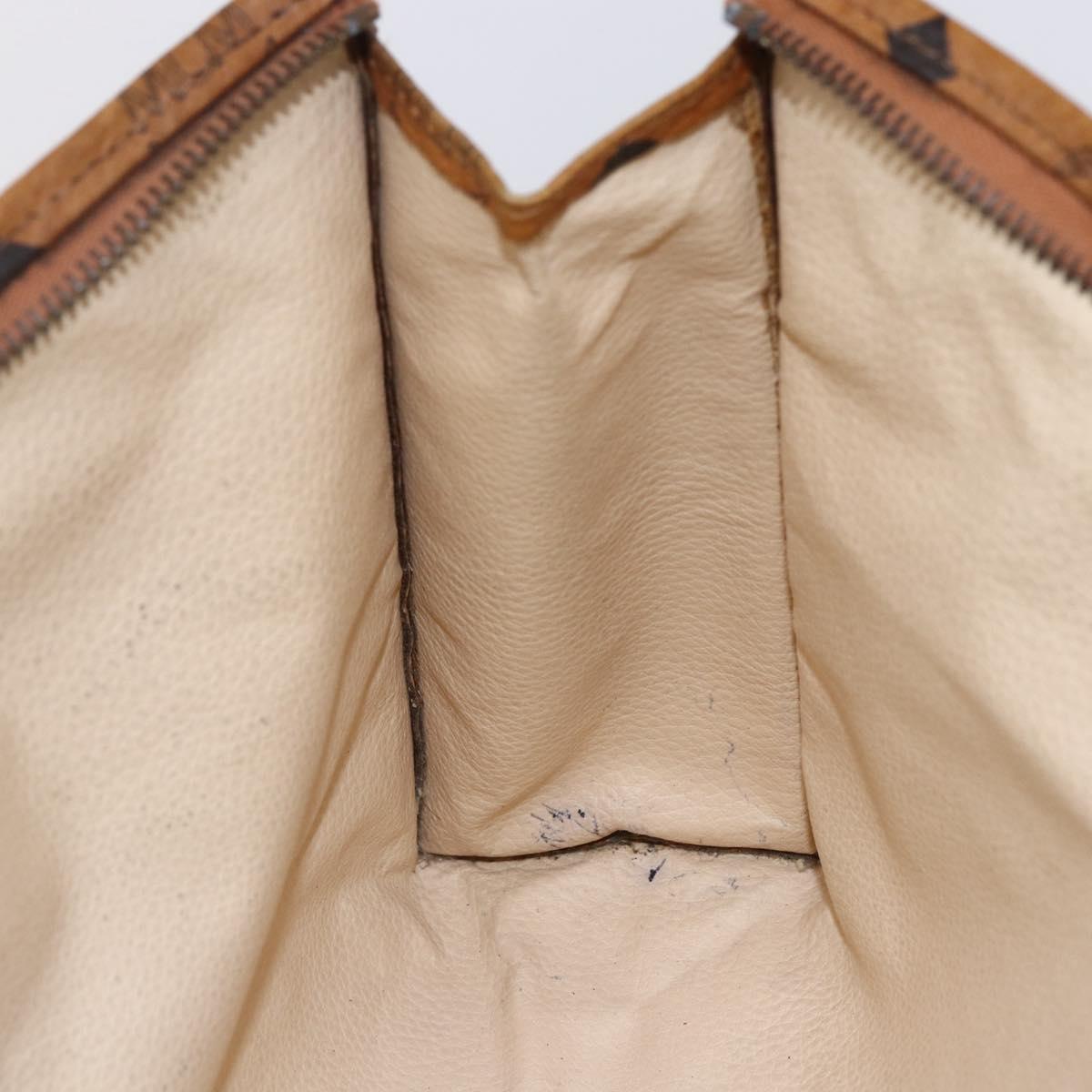 MCM Logogram Vicetos Clutch Bag PVC Leather Brown Gold Auth BA7355