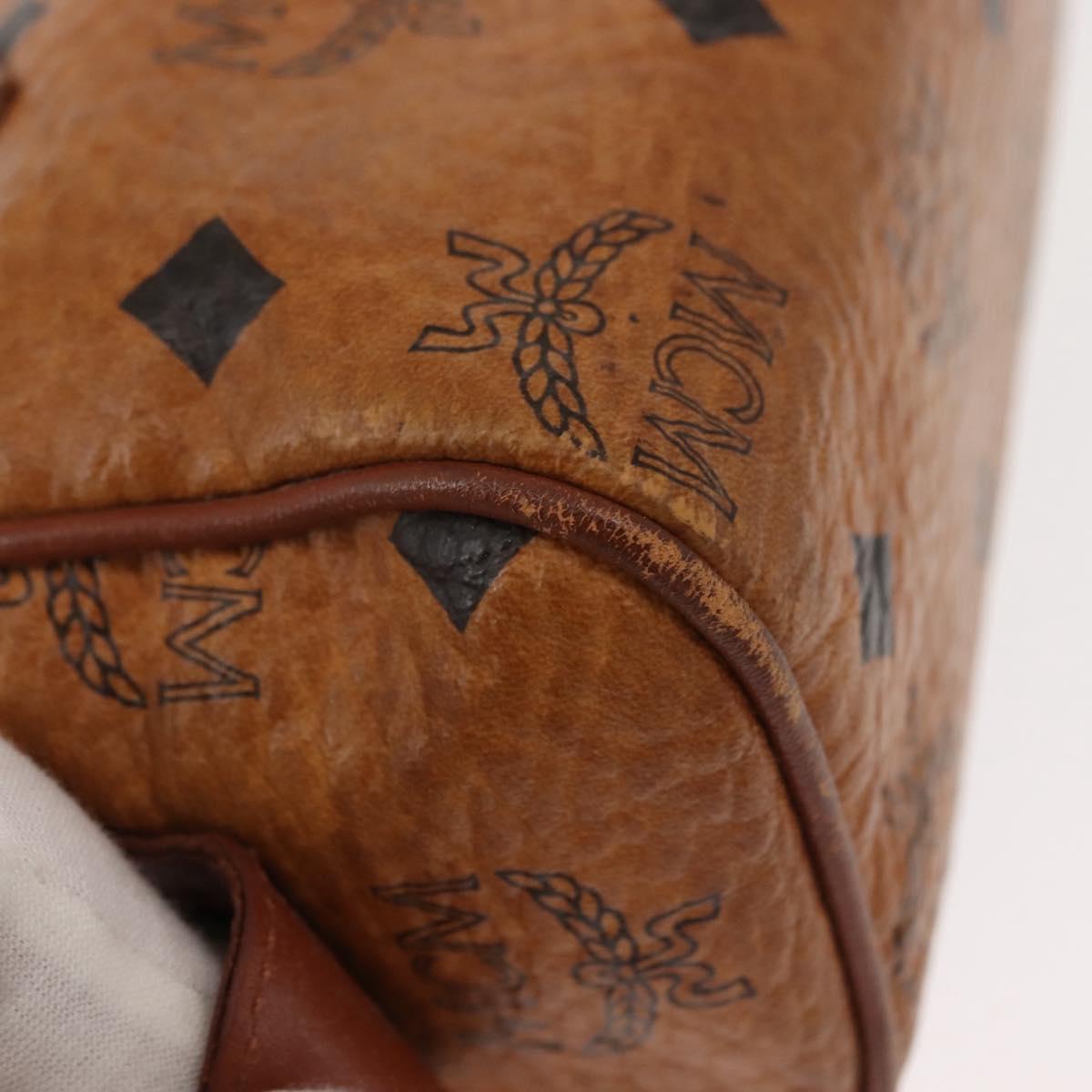 MCM Logogram Vicetos Hand Bag PVC Leather Brown Gold Auth BA7357