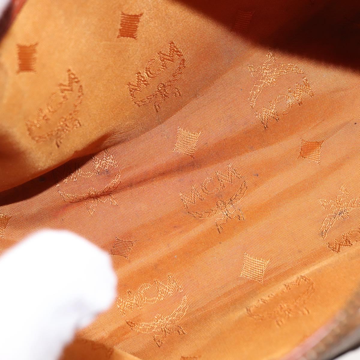 MCM Logogram Vicetos Hand Bag PVC Leather Brown Gold Auth BA7357