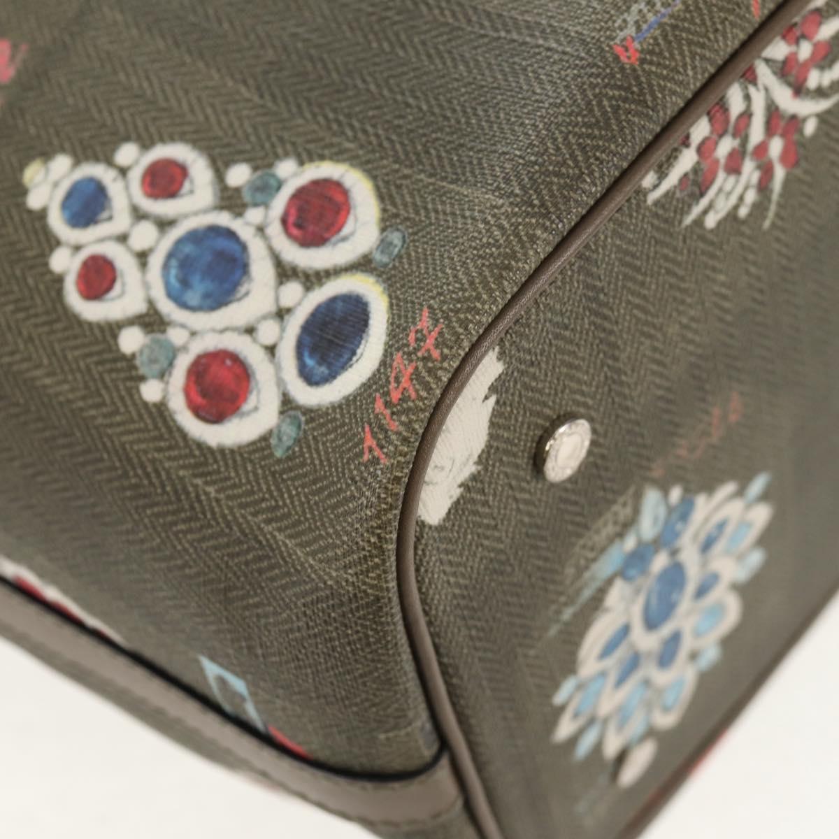 BVLGARI Tote Bag Leather PVC Gray Silver Auth BA7359V