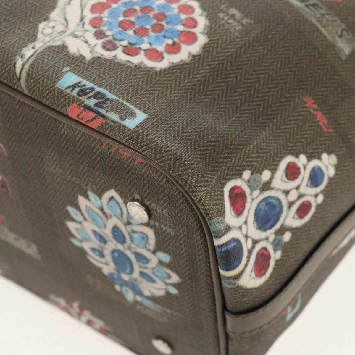 BVLGARI Tote Bag Leather PVC Gray Silver Auth BA7359V