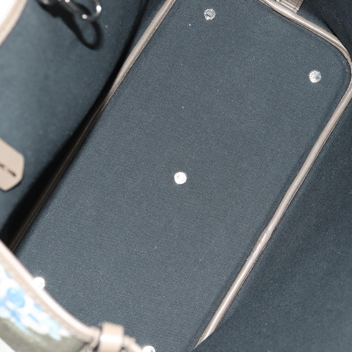 BVLGARI Tote Bag Leather PVC Gray Silver Auth BA7359V