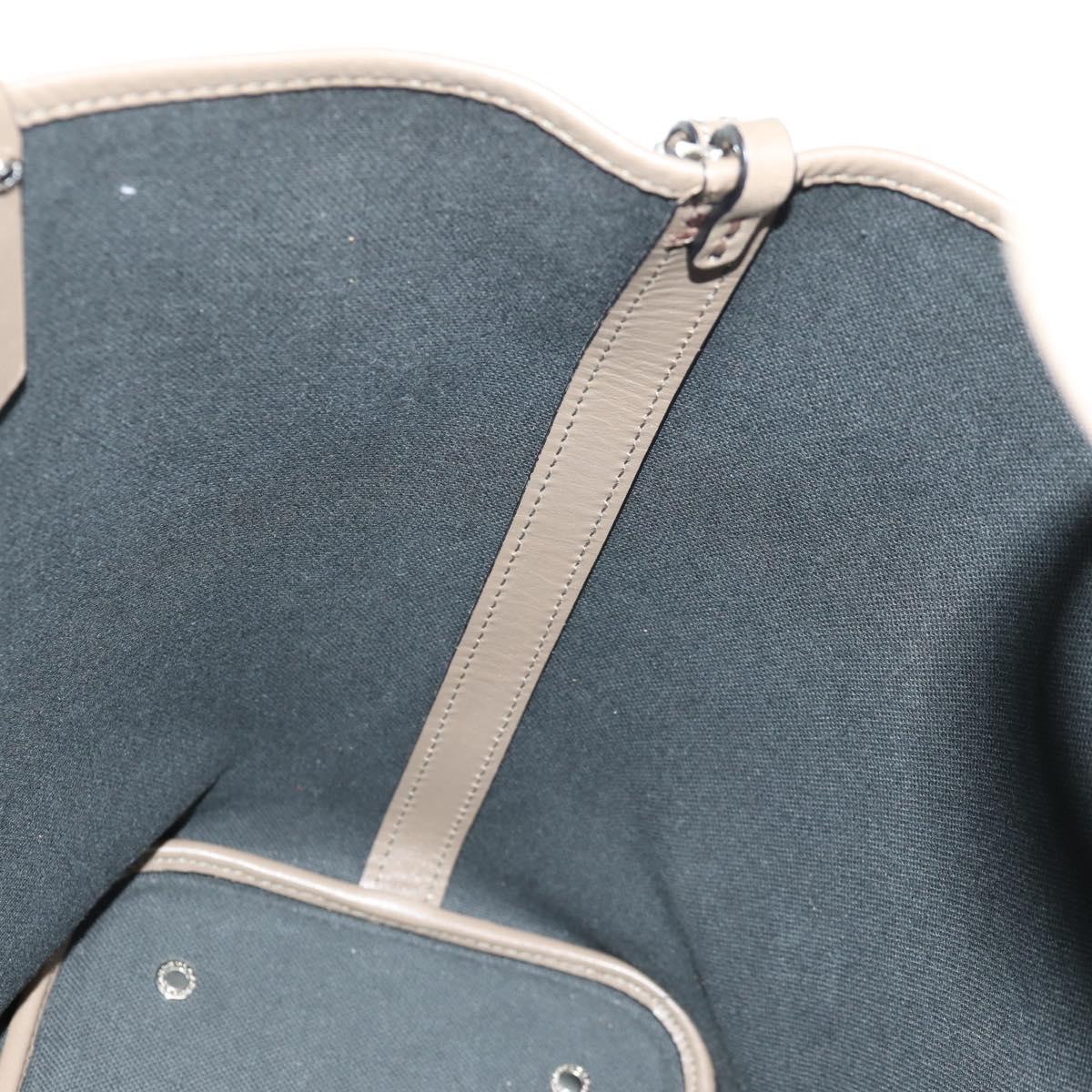 BVLGARI Tote Bag Leather PVC Gray Silver Auth BA7359V