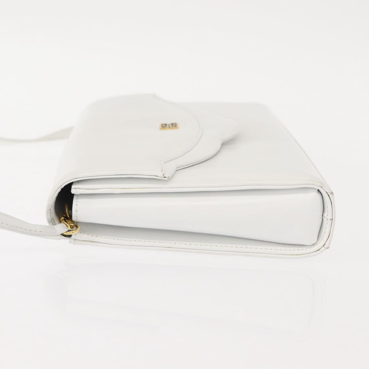 GIVENCHY Shoulder Bag Leather White Gold Auth BA7360