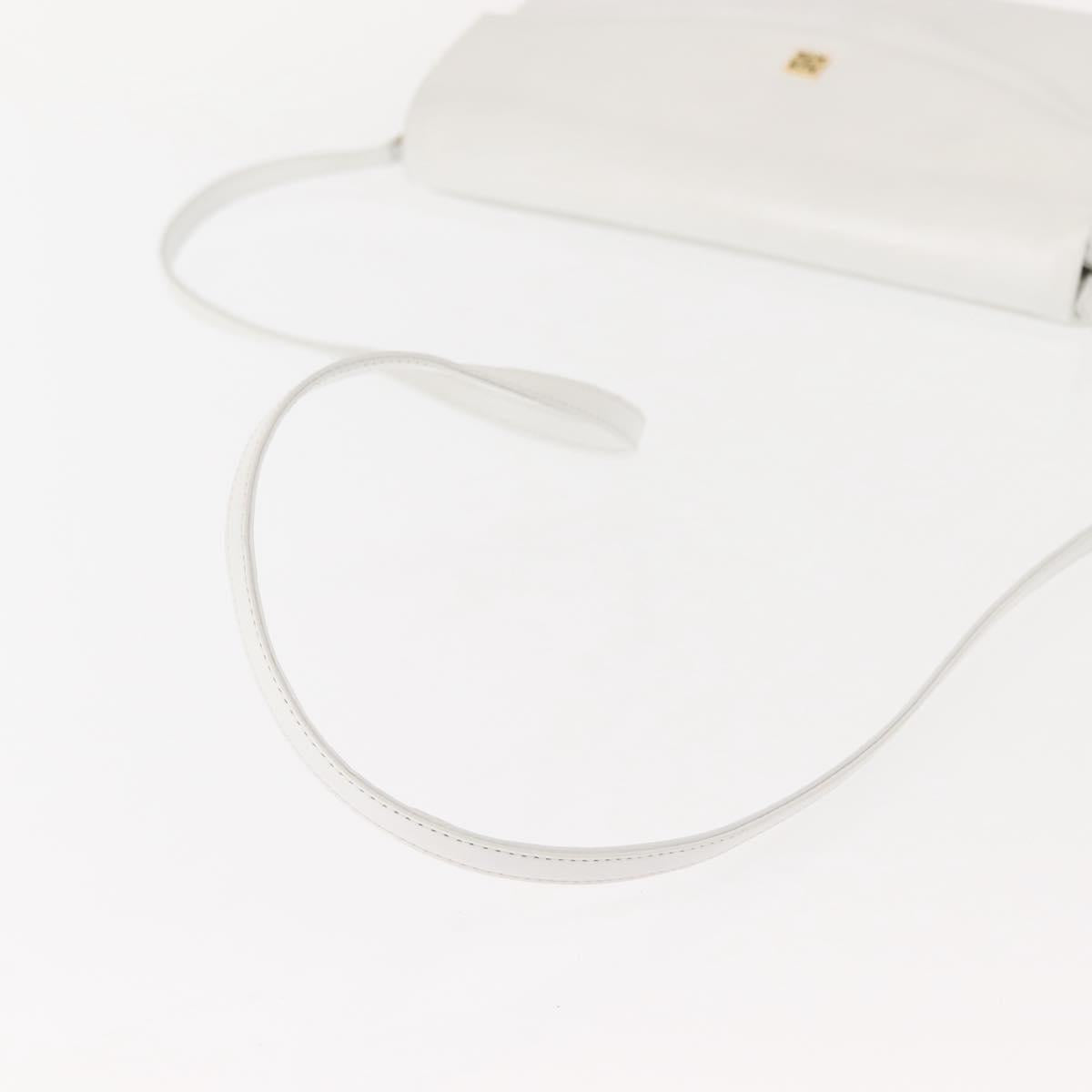 GIVENCHY Shoulder Bag Leather White Gold Auth BA7360