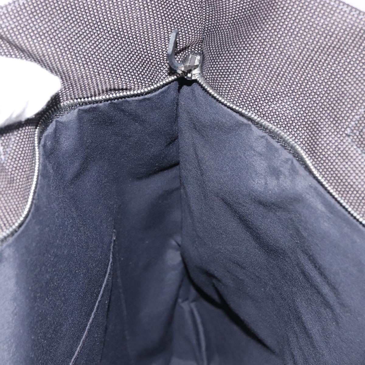 HERMES Her Line Kabas Tote Bag Canvas Gray Silver Auth BA7363