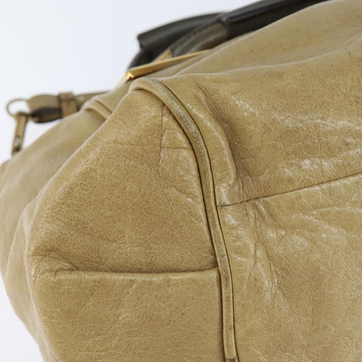 Chloe Etel Hand Bag Leather 2way Beige Gold Auth BA7364