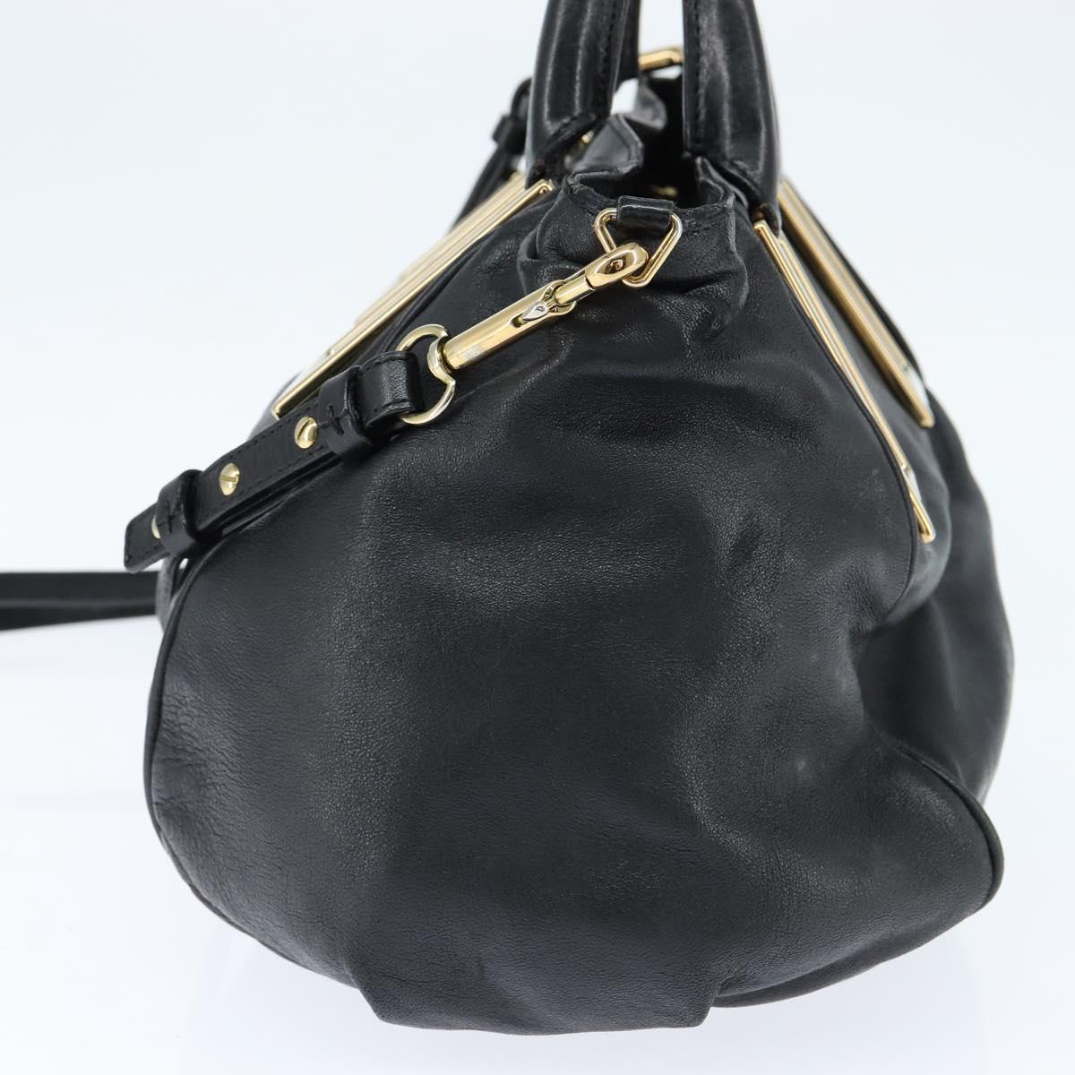 Chloe Etel Hand Bag Leather 2way Black Gold Auth BA7365