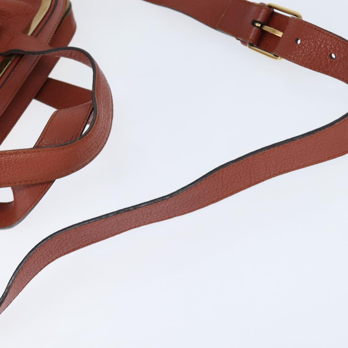 Chloe Hand Bag Leather 2way Orange Gold Auth BA7366