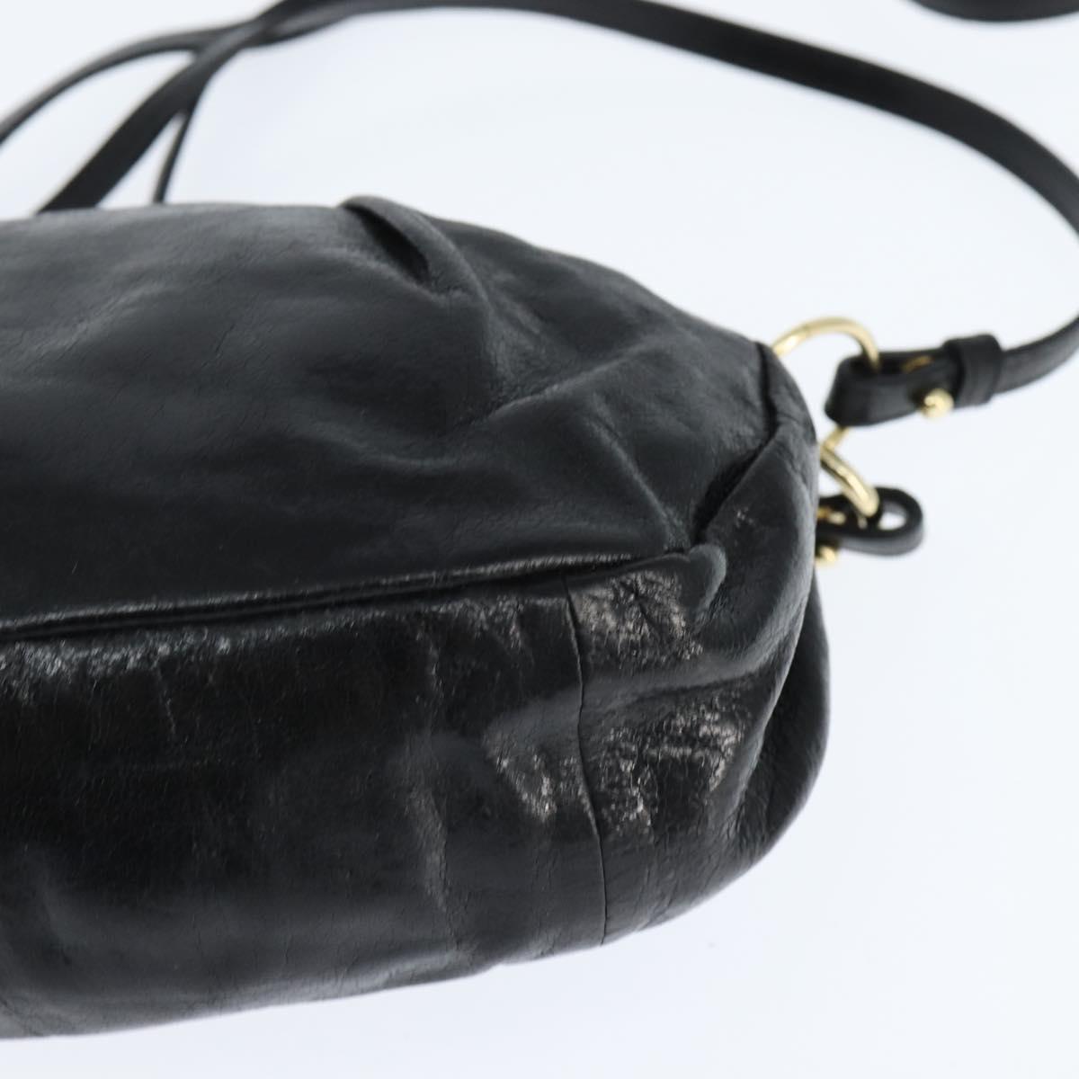 Chloe Hand Bag Leather 2way Black Gold Auth BA7369
