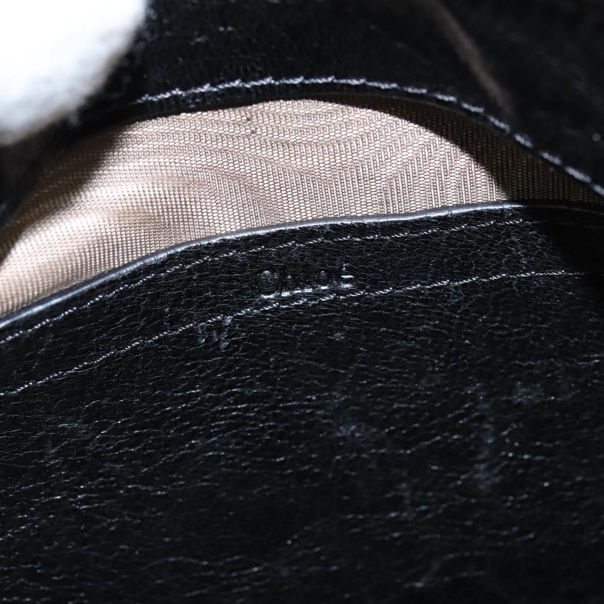 Chloe Hand Bag Leather 2way Black Gold Auth BA7369