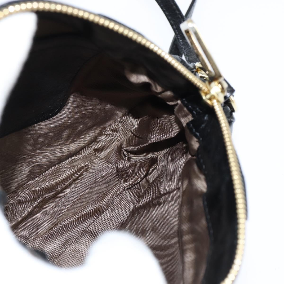Chloe Hand Bag Leather 2way Black Gold Auth BA7369