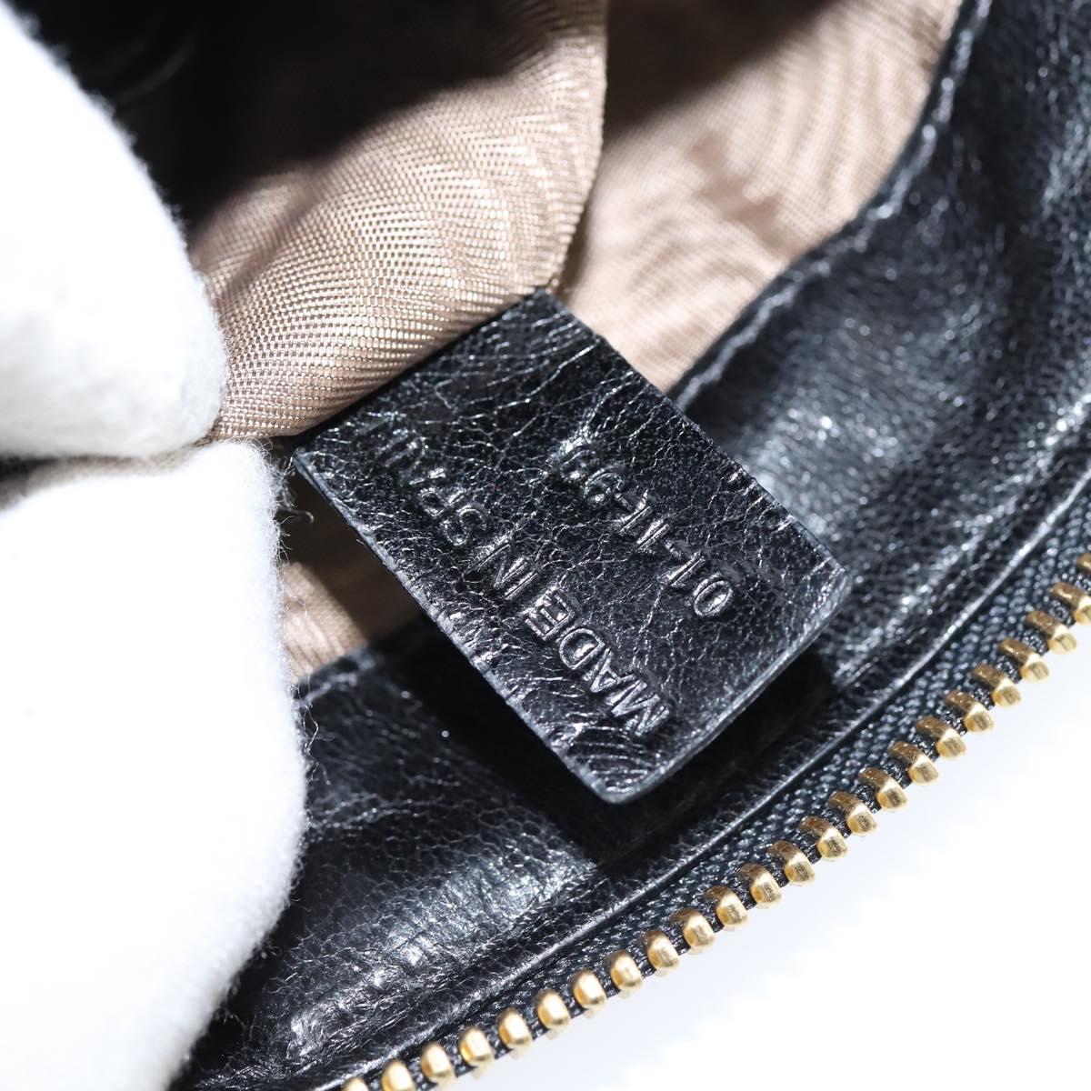 Chloe Hand Bag Leather 2way Black Gold Auth BA7369