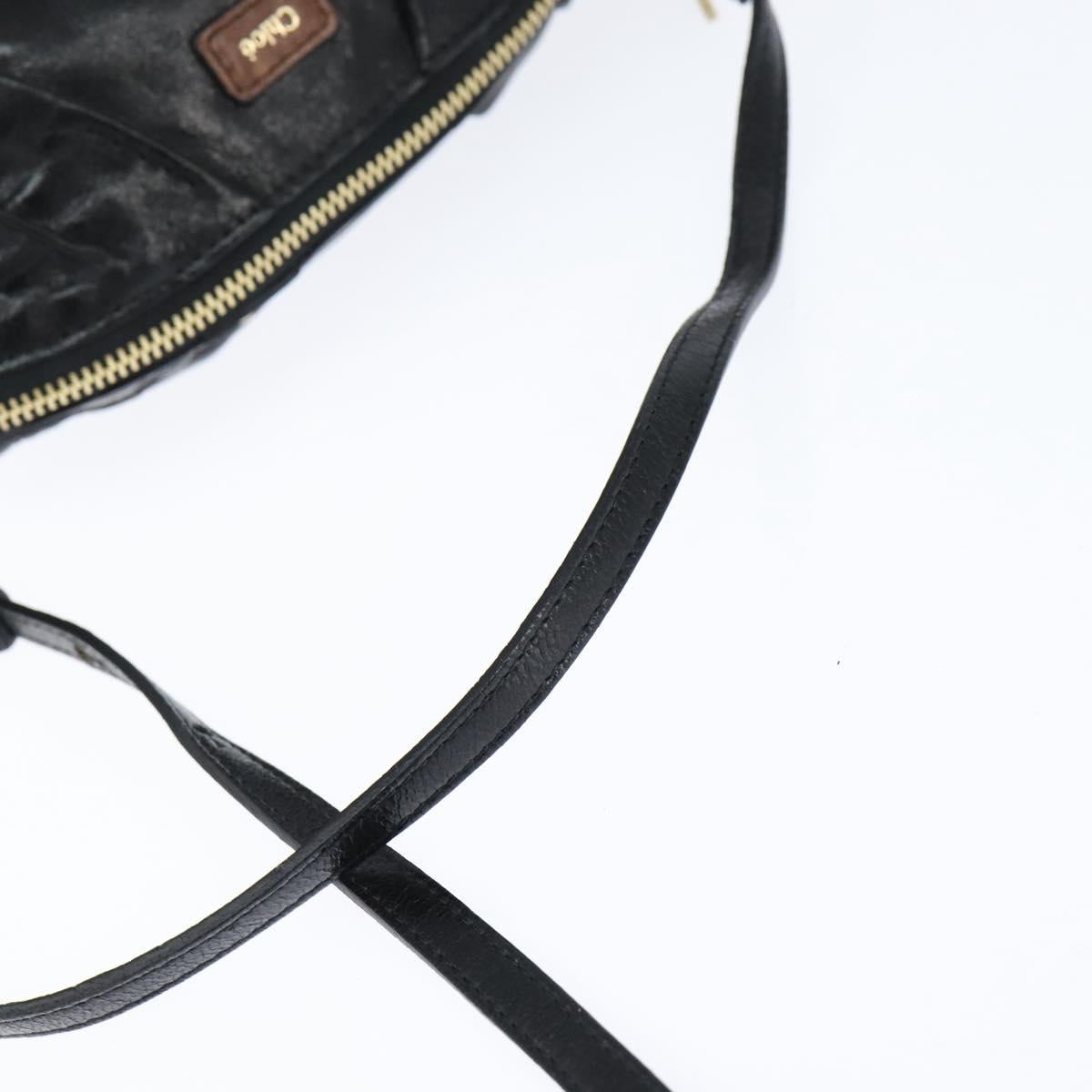 Chloe Hand Bag Leather 2way Black Gold Auth BA7369