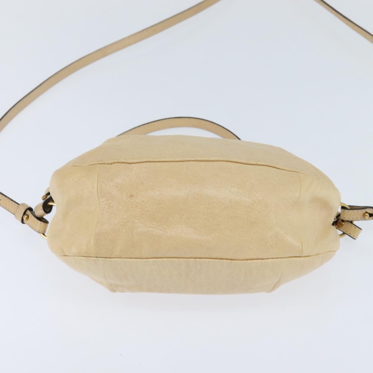 Chloe Hand Bag Leather 2way Beige Gold Auth BA7370