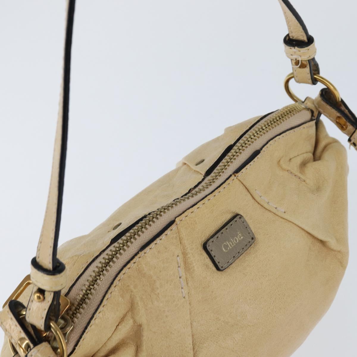 Chloe Hand Bag Leather 2way Beige Gold Auth BA7370