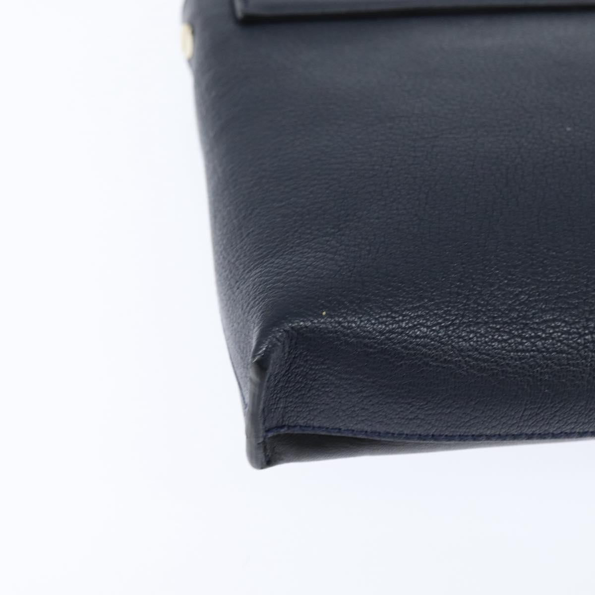 Chloe Shoulder Bag Leather Navy Gold Auth BA7371