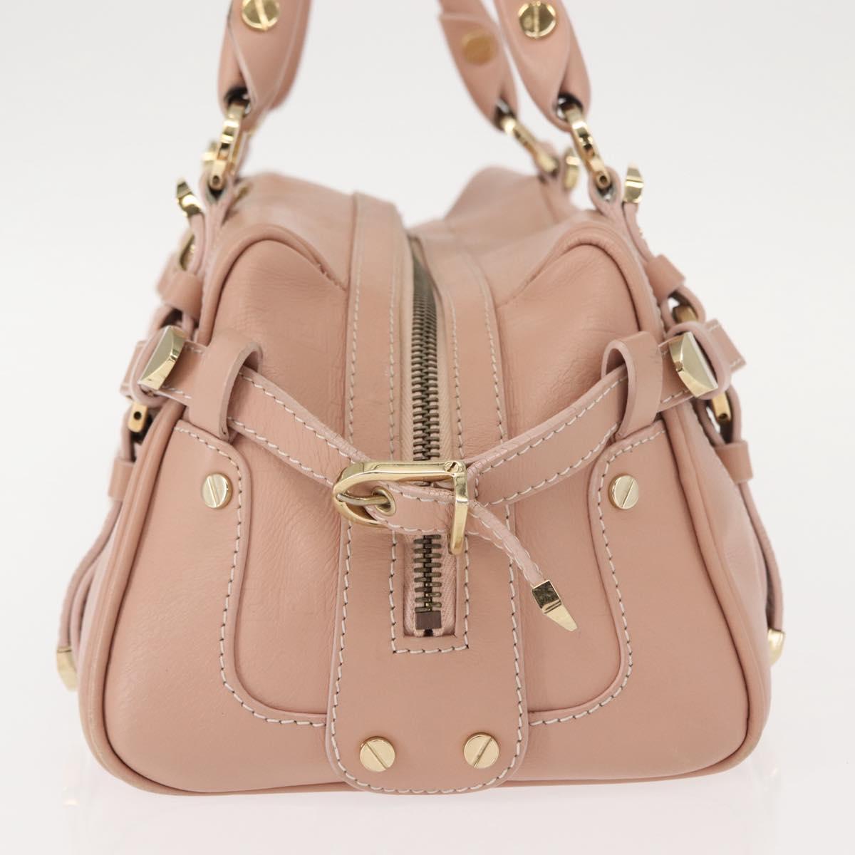 VERSACE Hand Bag Leather Pink Gold Auth BA7372