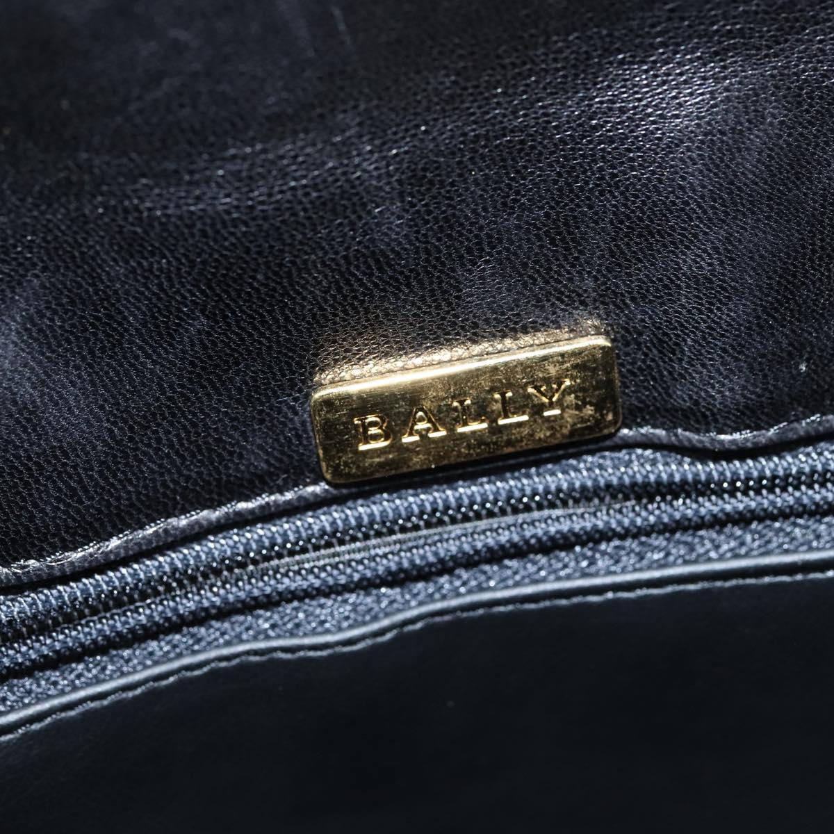 BALLY Hand Bag Leather Black Gold Auth BA7374