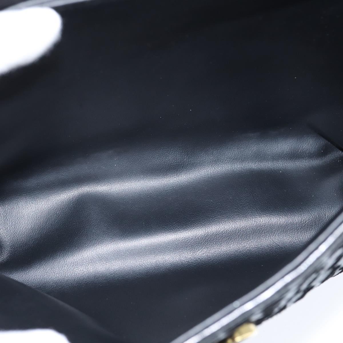 BALLY Hand Bag Leather Black Gold Auth BA7374