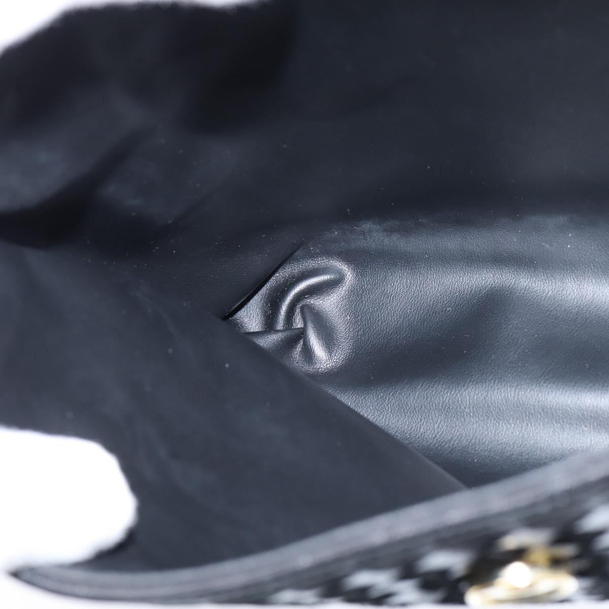 BALLY Hand Bag Leather Black Gold Auth BA7374