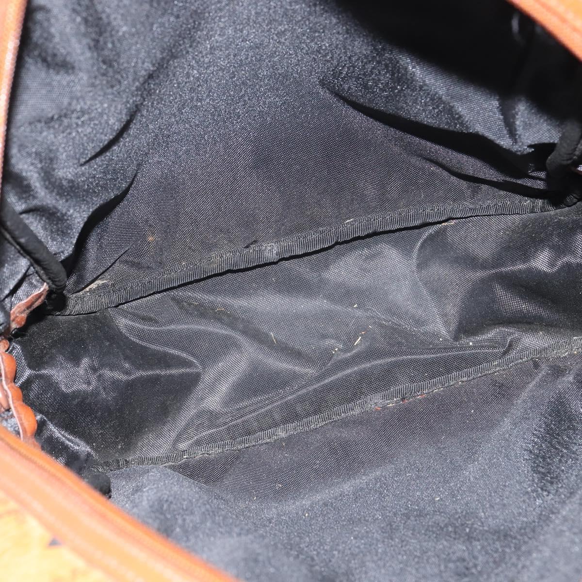 MCM Logogram Vicetos Hand Bag PVC Leather Brown Gold Auth BA7375