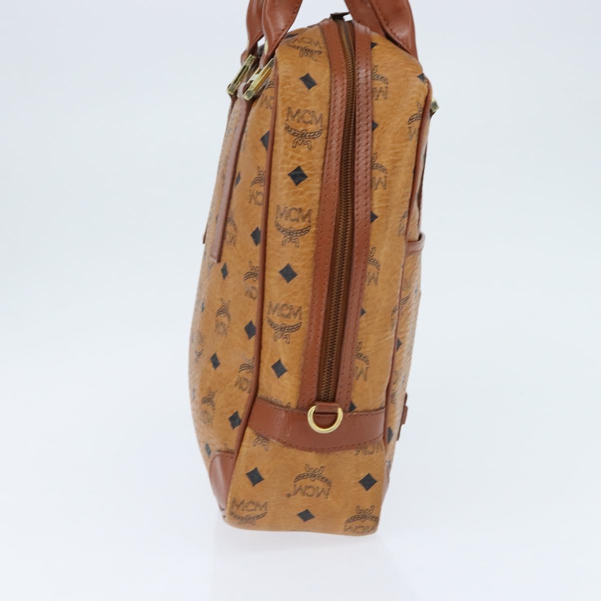 MCM Logogram Vicetos Hand Bag PVC Leather Brown Gold Auth BA7375