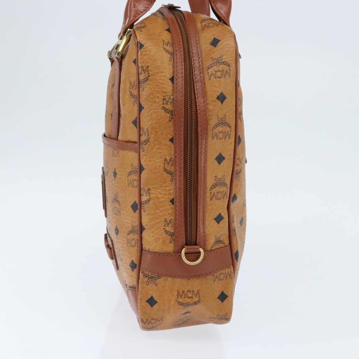 MCM Logogram Vicetos Hand Bag PVC Leather Brown Gold Auth BA7375