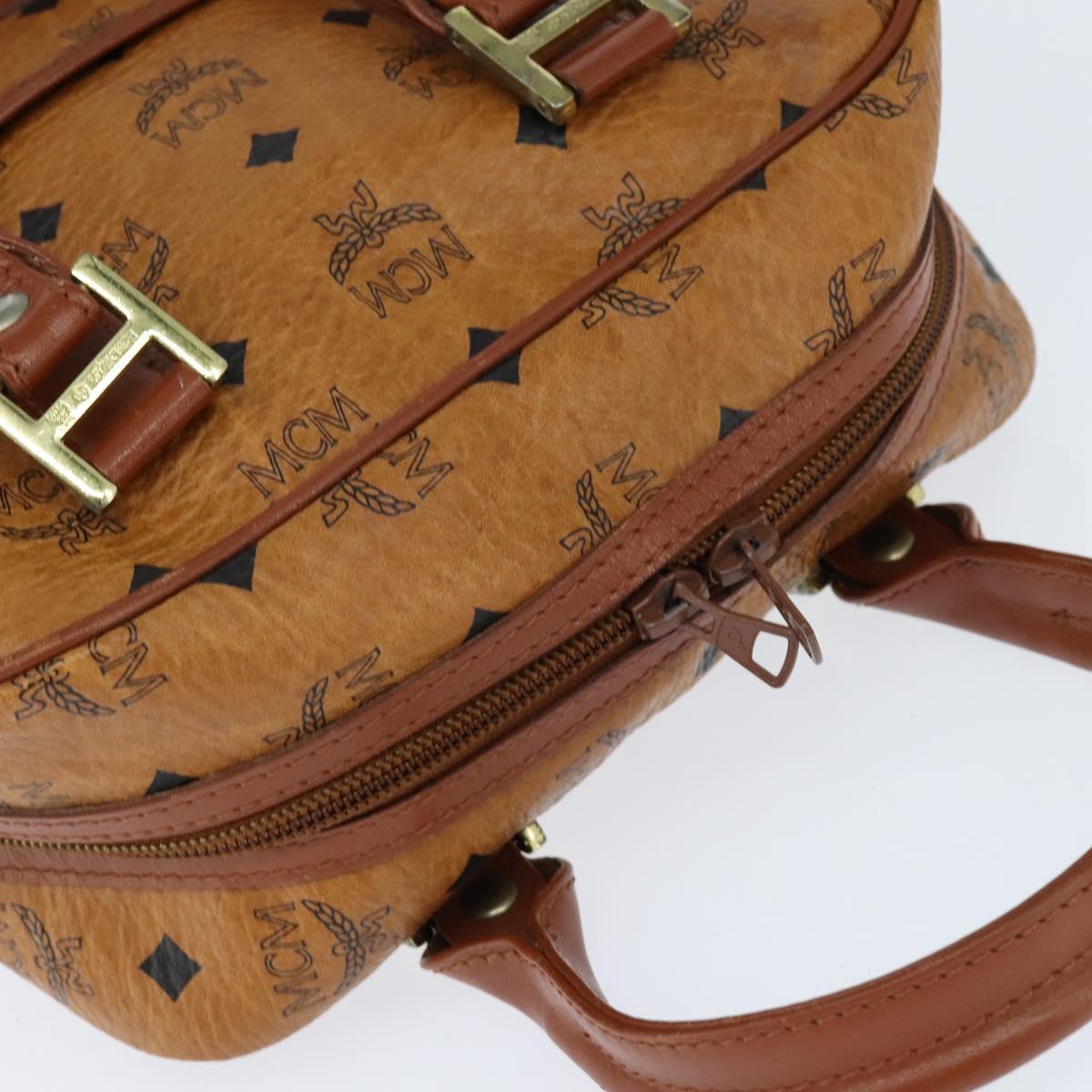 MCM Logogram Vicetos Hand Bag PVC Leather Brown Gold Auth BA7375