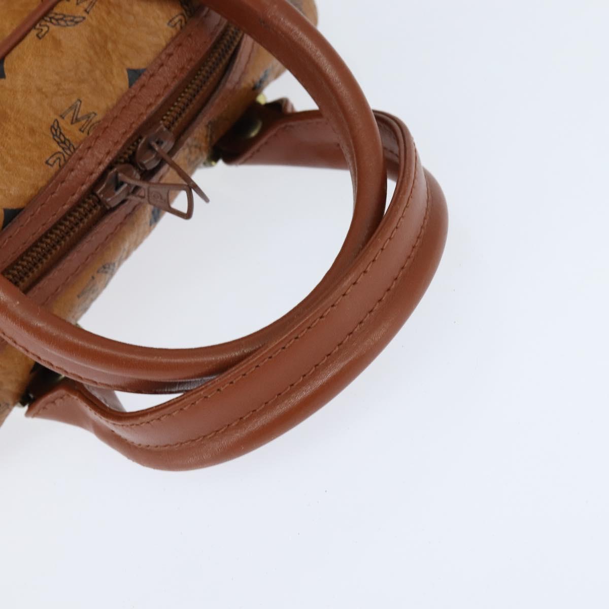 MCM Logogram Vicetos Hand Bag PVC Leather Brown Gold Auth BA7375