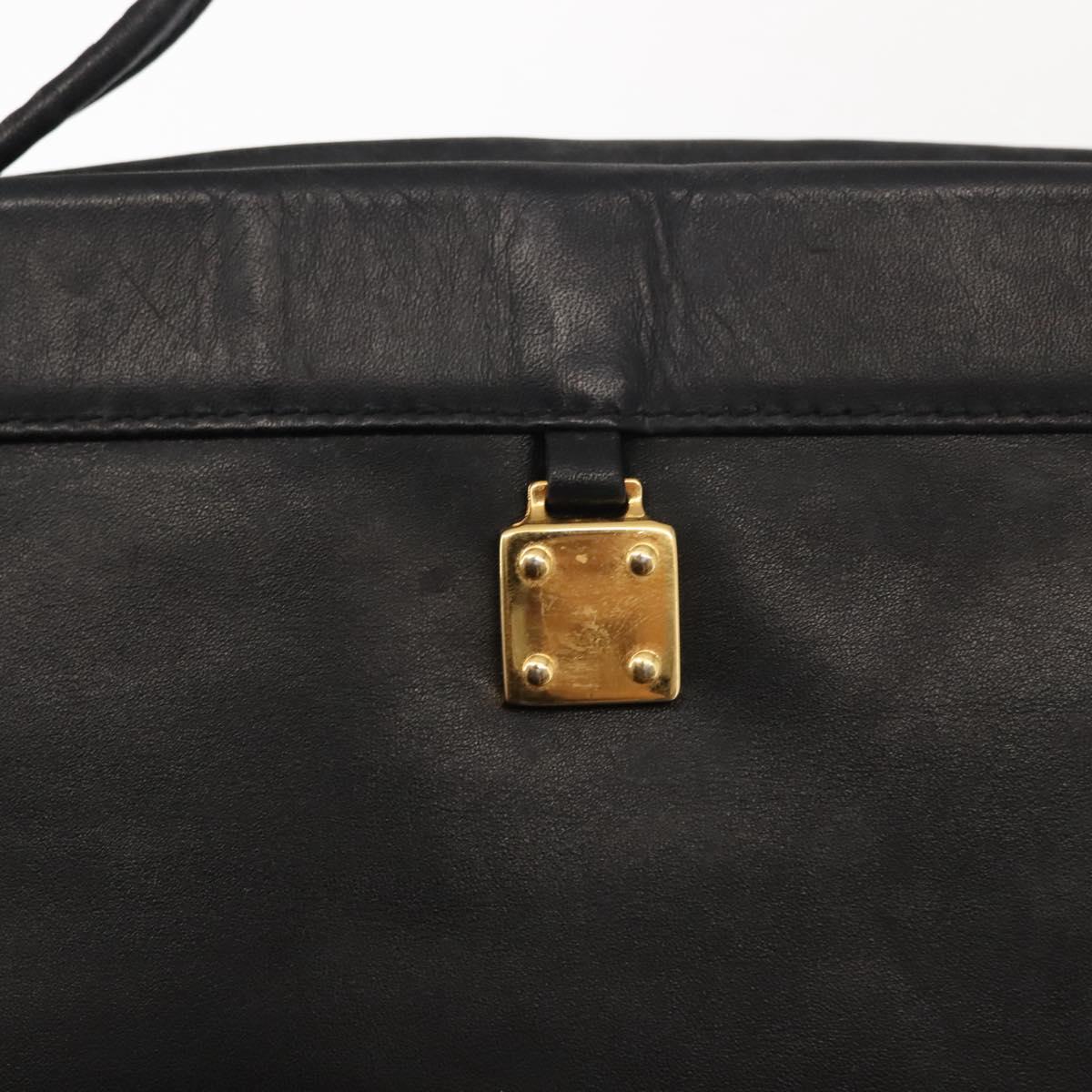 LOEWE Anagram Tote Bag Leather Black Gold Auth BA7376