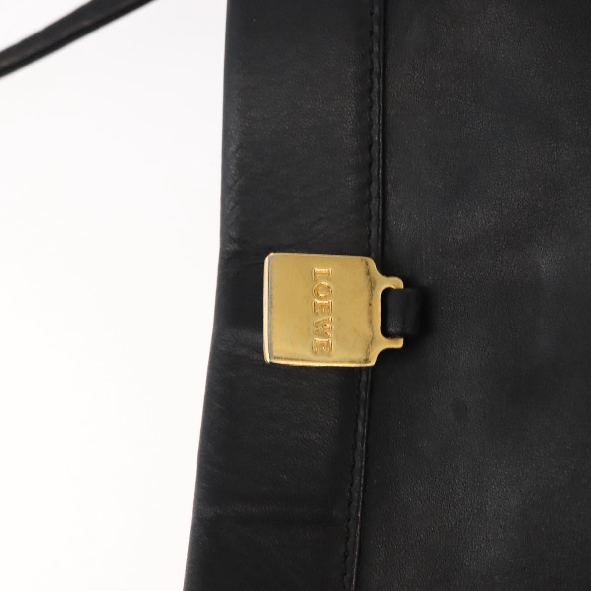 LOEWE Anagram Tote Bag Leather Black Gold Auth BA7376