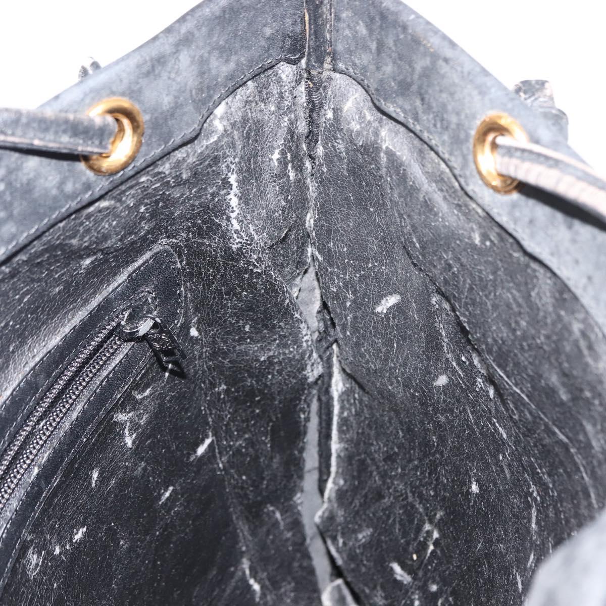 LOEWE Anagram Tote Bag Leather Black Gold Auth BA7376