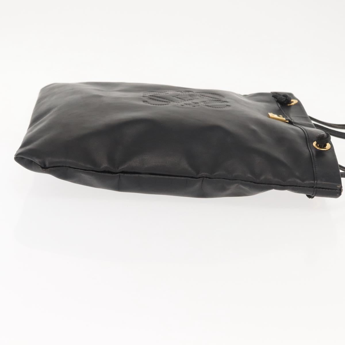 LOEWE Anagram Tote Bag Leather Black Gold Auth BA7376