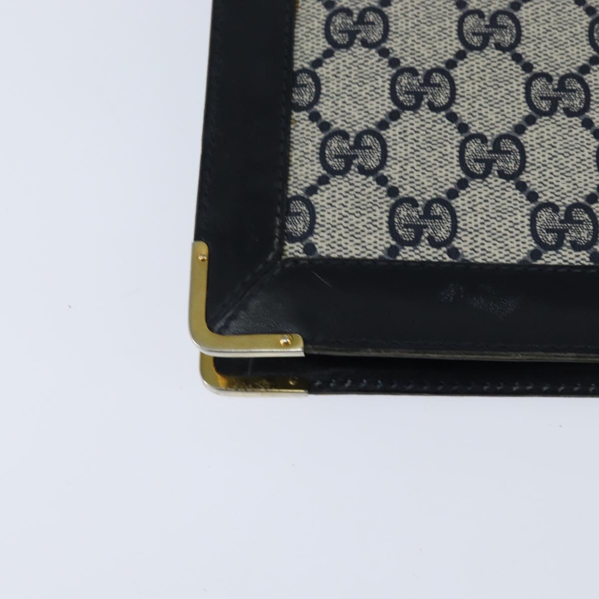 GUCCI GG Supreme Shoulder Bag PVC Navy Gold Auth BA7379