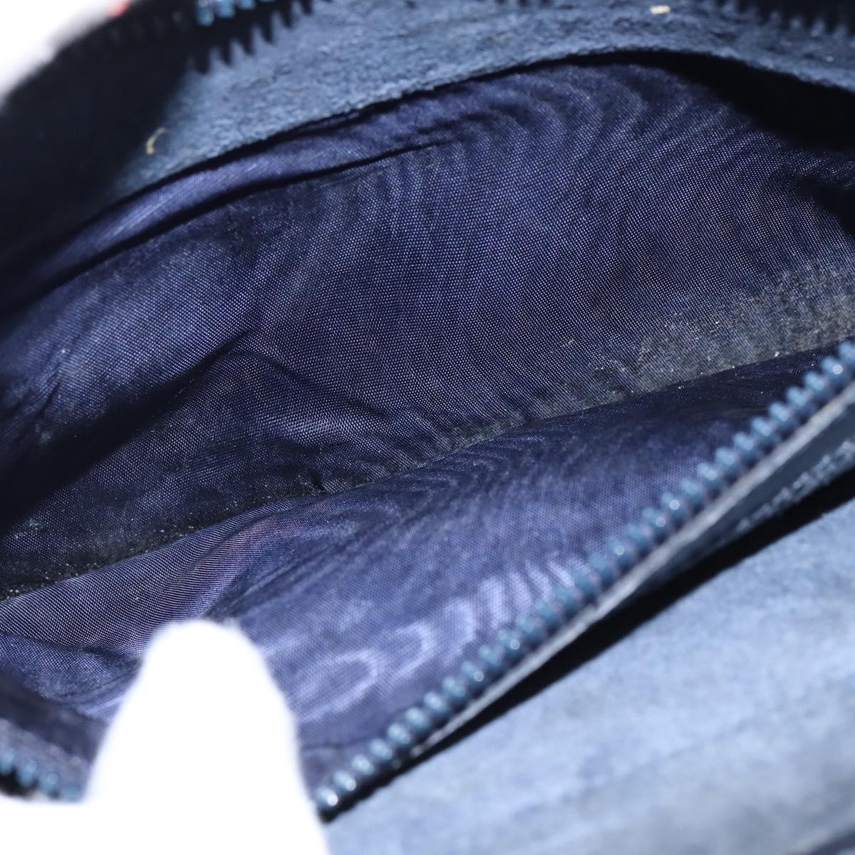 GUCCI GG Supreme Shoulder Bag PVC Navy Gold Auth BA7379