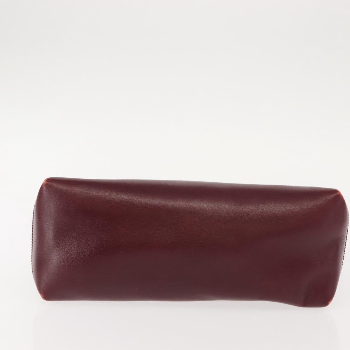 GUCCI Hand Bag Leather Red Gold Auth BA7380