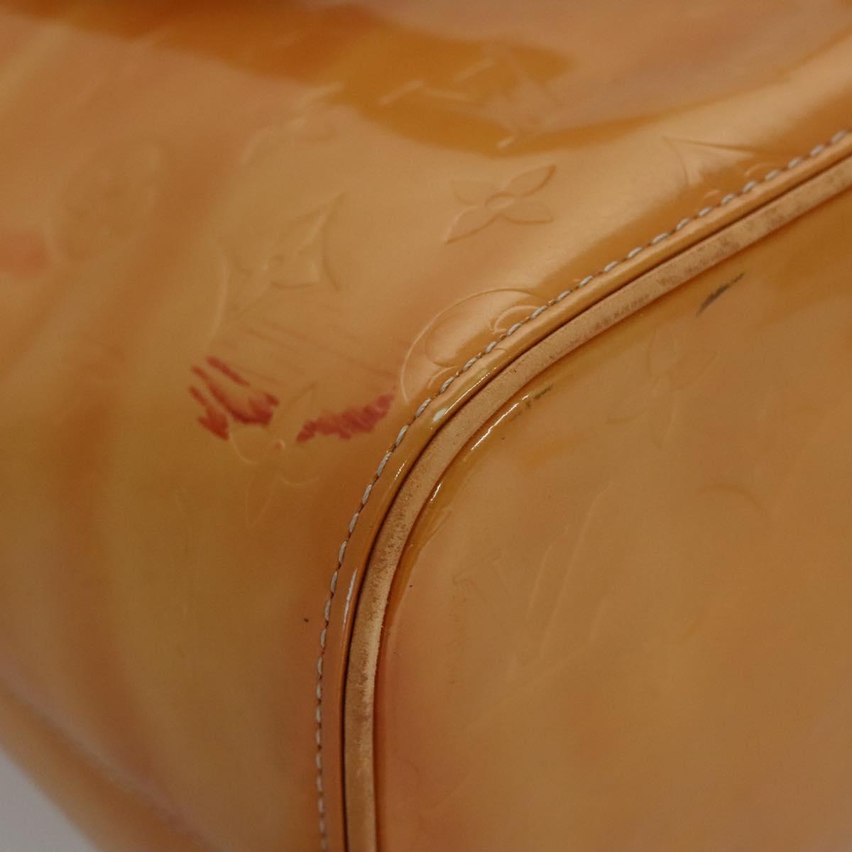 LOUIS VUITTON Monogram Vernis Houston Hand Bag Beige M91004 LV Auth BA742