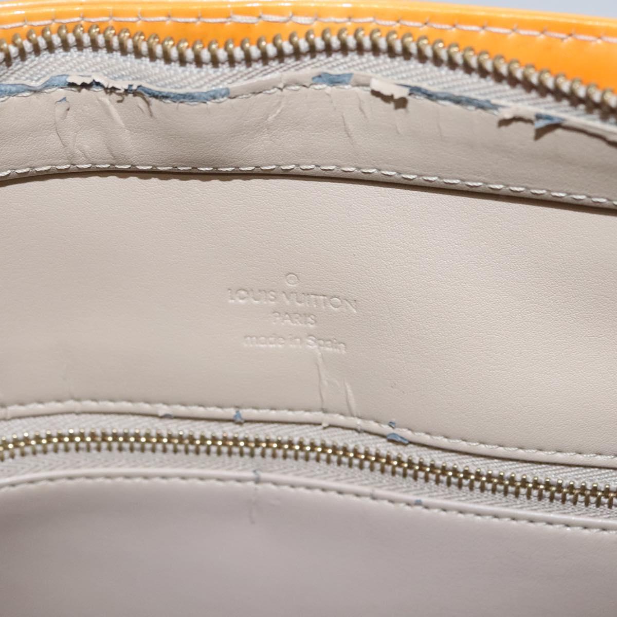 LOUIS VUITTON Monogram Vernis Houston Hand Bag Beige M91004 LV Auth BA742